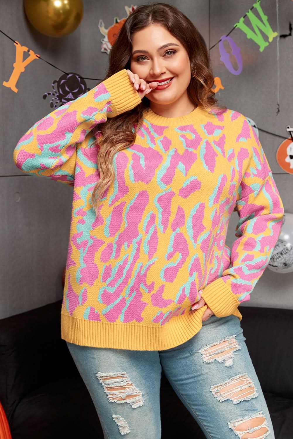 Bright pink plus size sweater - Love Salve